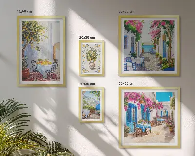Framed photo set Charming landscapes with flowers