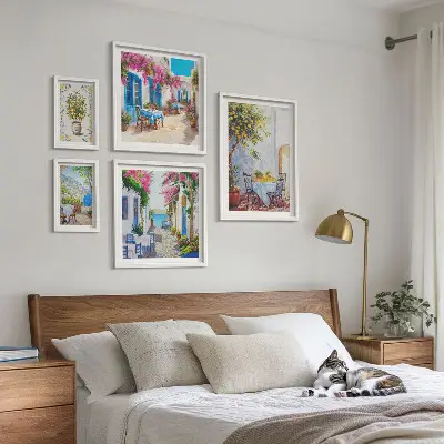 Framed photo set Charming landscapes with flowers