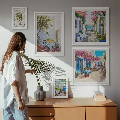 Framed photo set Charming landscapes with flowers