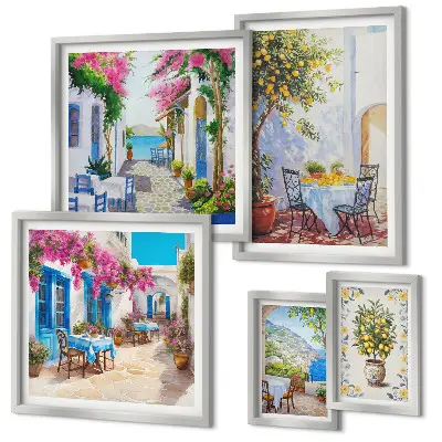 Framed photo set Charming landscapes with flowers