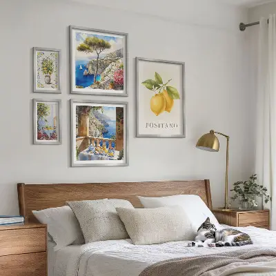 Set of 5 wall art pieces Citrus accents Mediterranean style