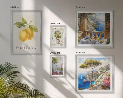 Set of 5 wall art pieces Citrus accents Mediterranean style