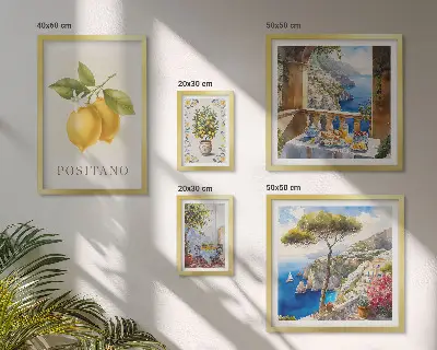Set of 5 wall art pieces Citrus accents Mediterranean style