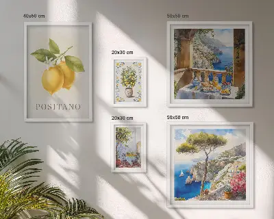 Set of 5 wall art pieces Citrus accents Mediterranean style