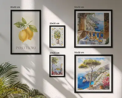 Set of 5 wall art pieces Citrus accents Mediterranean style