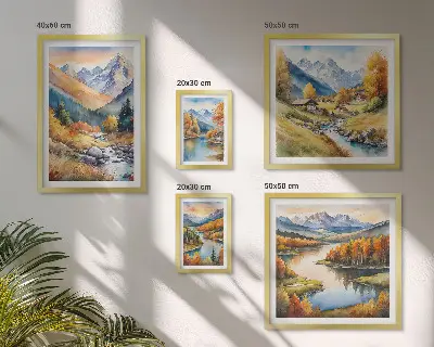Autumn mountain landscapes gallery wall set