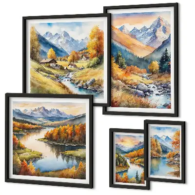 Autumn mountain landscapes gallery wall set