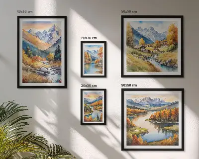Autumn mountain landscapes gallery wall set