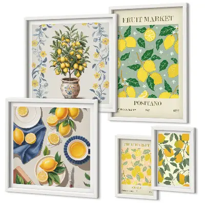 Framed photo set Citrus fresh fruit patterns
