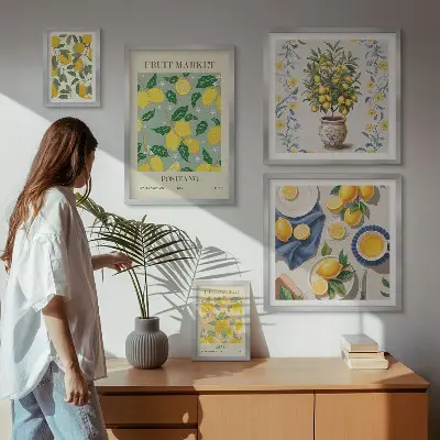 Framed photo set with citrus fresh fruit patterns