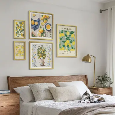 Framed photo set with citrus fresh fruit patterns