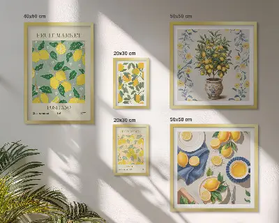 Framed photo set Citrus fresh fruit patterns