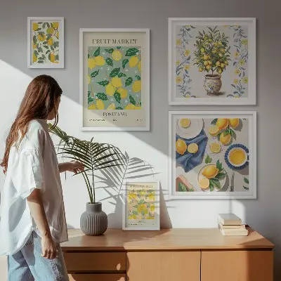 Framed photo set Citrus fresh fruit patterns