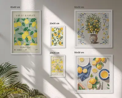 Framed photo set with citrus fresh fruit patterns