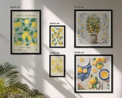 Framed photo set with citrus fresh fruit patterns