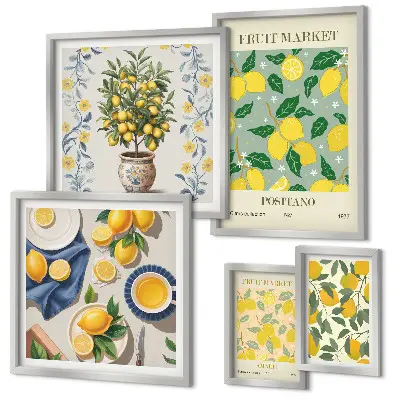 Framed photo set Citrus fresh fruit patterns