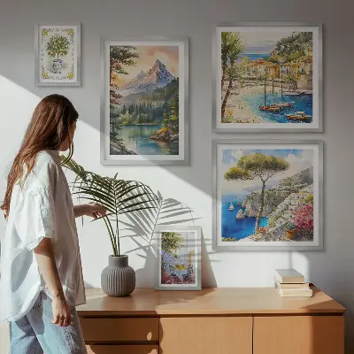 Set of 5 wall art pieces Landscapes of mountains and sea views