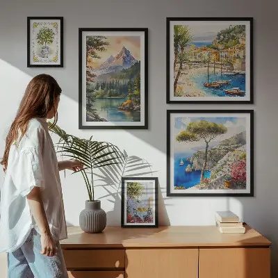 Set of 5 wall art pieces Landscapes of mountains and sea views