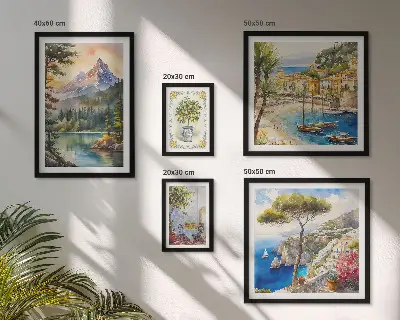 Set of 5 wall art pieces Landscapes of mountains and sea views
