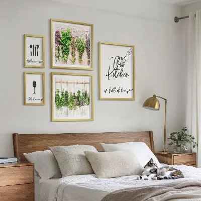 Framed photo set Kitchen love herbs accessories