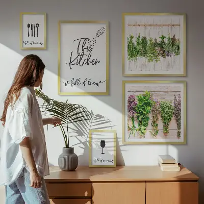 Framed photo set Kitchen love herbs accessories
