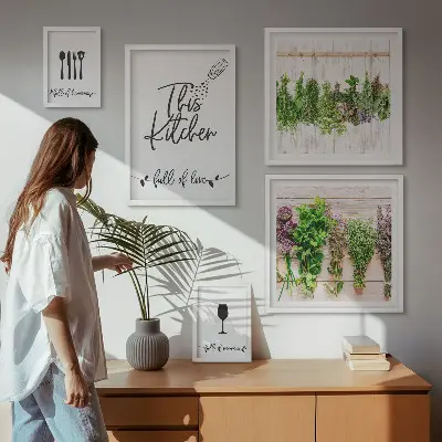 Framed photo set Kitchen love herbs accessories