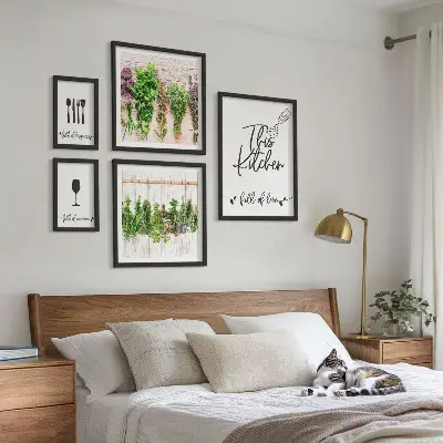 Framed photo set Kitchen love herbs accessories