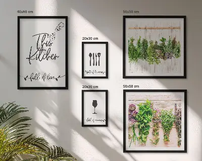 Framed photo set Kitchen love herbs accessories