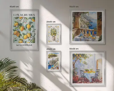 Set of 5 wall art pieces Citrus inspirations Provence