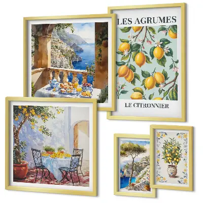 Set of 5 wall art pieces Citrus inspirations Provence