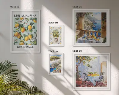 Set of 5 wall art pieces Citrus inspirations Provence