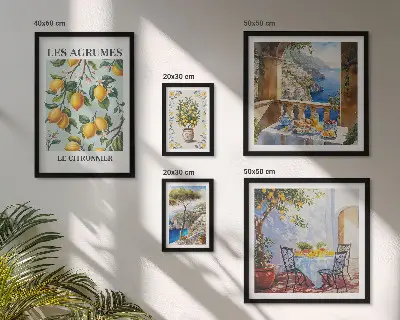 Set of 5 wall art pieces Citrus inspirations Provence