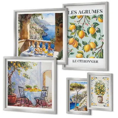 Set of 5 wall art pieces Citrus inspirations Provence