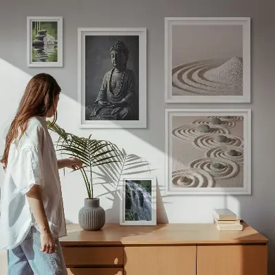 Framed photo set with relaxing zen nature themes