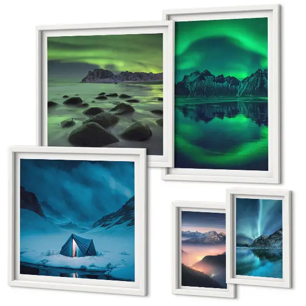 Gallery wall Winter landscapes of the aurora mountains