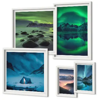 Gallery wall Winter landscapes of the aurora mountains