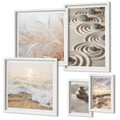 Set of 5 wall art pieces relaxing nature landscapes