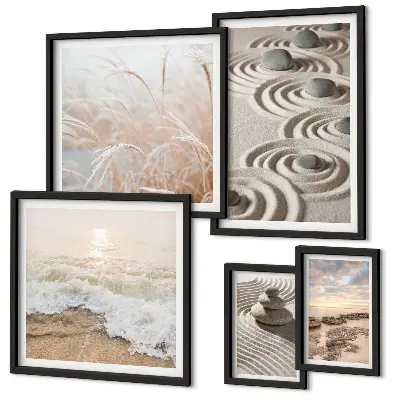 Set of 5 wall art pieces relaxing nature landscapes