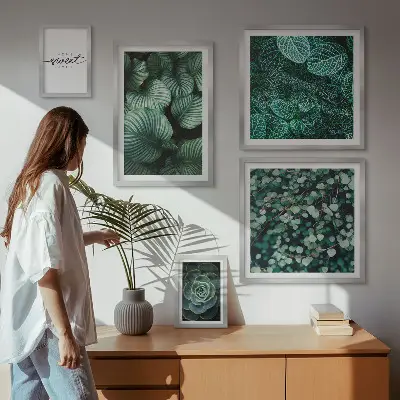 Gallery wall Green leaves modern plants