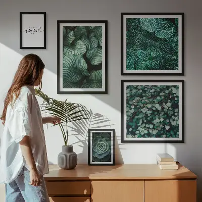 Gallery wall modern green leaves plants
