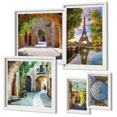 Framed photo set Charming views of European cities