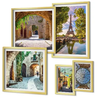 Framed photo set Charming views of European cities