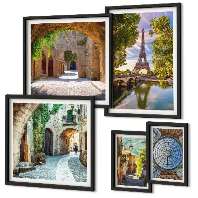 Framed photo set Charming views of European cities