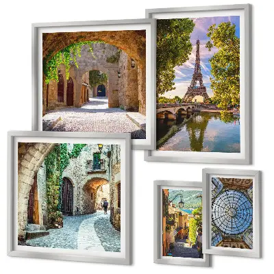 Framed photo set Charming views of European cities
