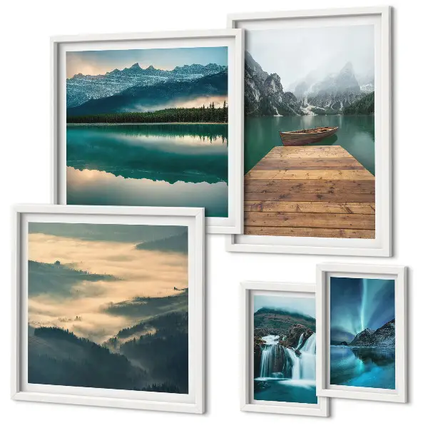 Set of 5 wall art pieces Landscapes waterfalls mountains