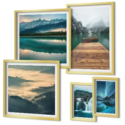 Landscape wall art set set of 5 waterfalls and mountains pieces