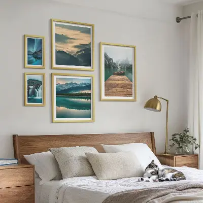 Landscape wall art set set of 5 waterfalls and mountains pieces