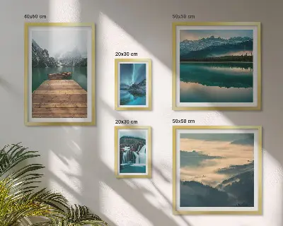 Set of 5 wall art pieces Landscapes waterfalls mountains