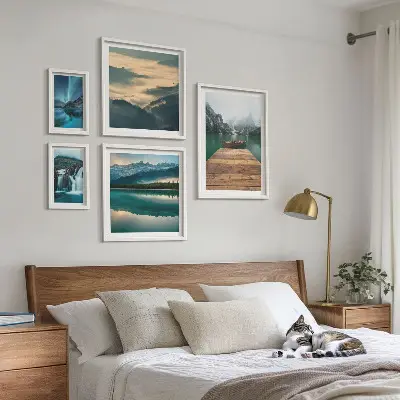 Set of 5 wall art pieces Landscapes waterfalls mountains