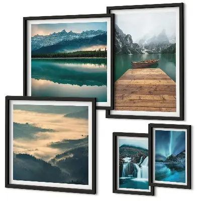 Landscape wall art set set of 5 waterfalls and mountains pieces